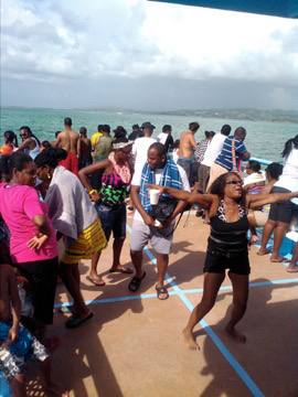 Rum punch being poured on deck
